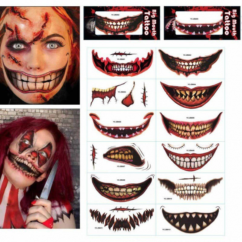 Halloween Big Mouth Tattoo StickersđRealistic & Easy To Remove