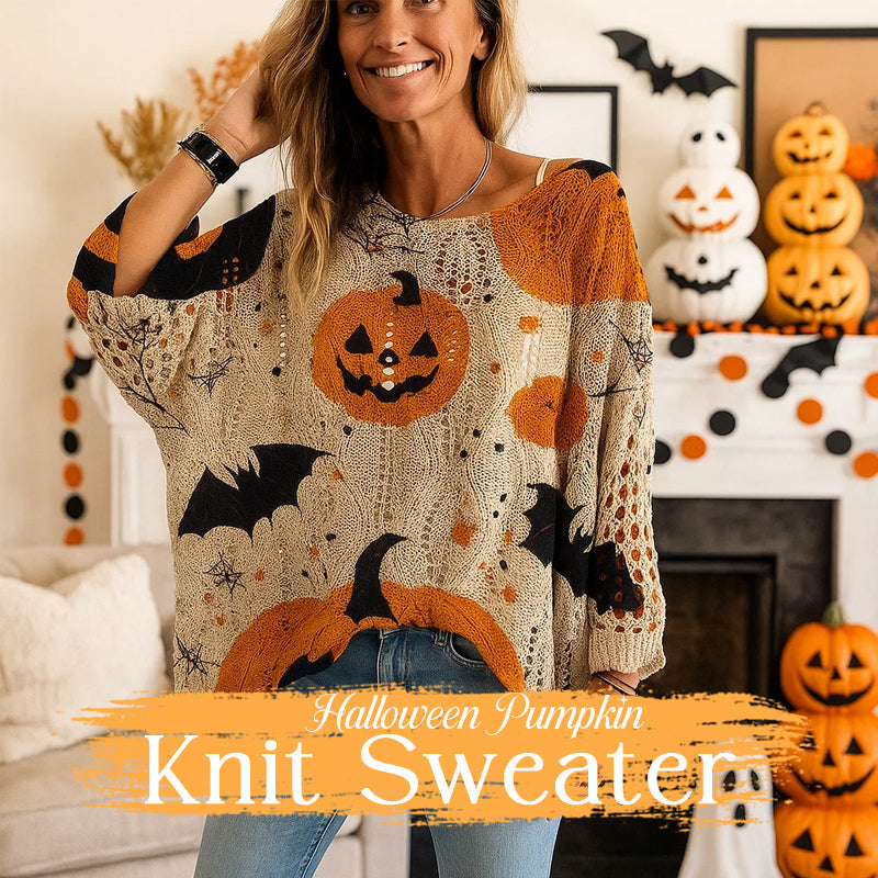 đ Noitamainen kodikas tunnelma â Halloween-kurpitsaneulepuser