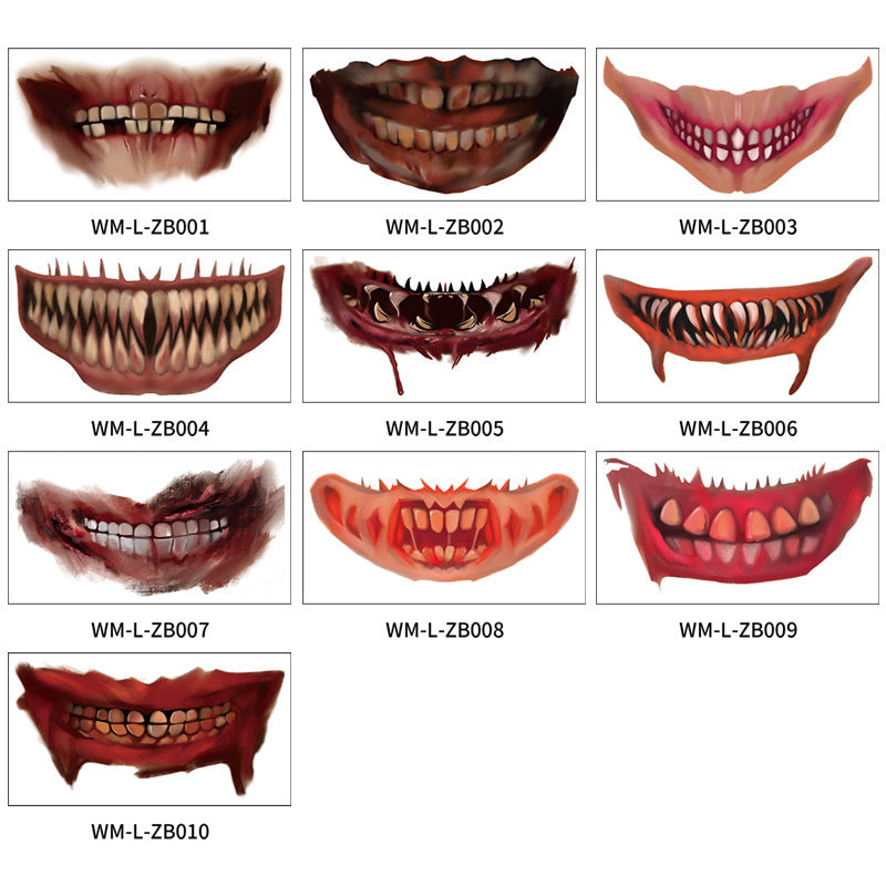 Halloween Big Mouth Tattoo StickersđRealistic & Easy To Remove