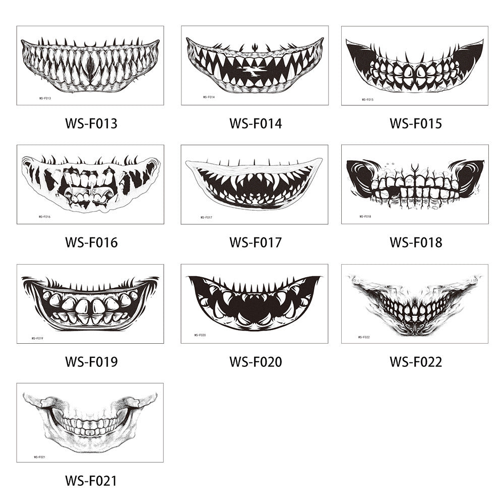Halloween Big Mouth Tattoo StickersđRealistic & Easy To Remove