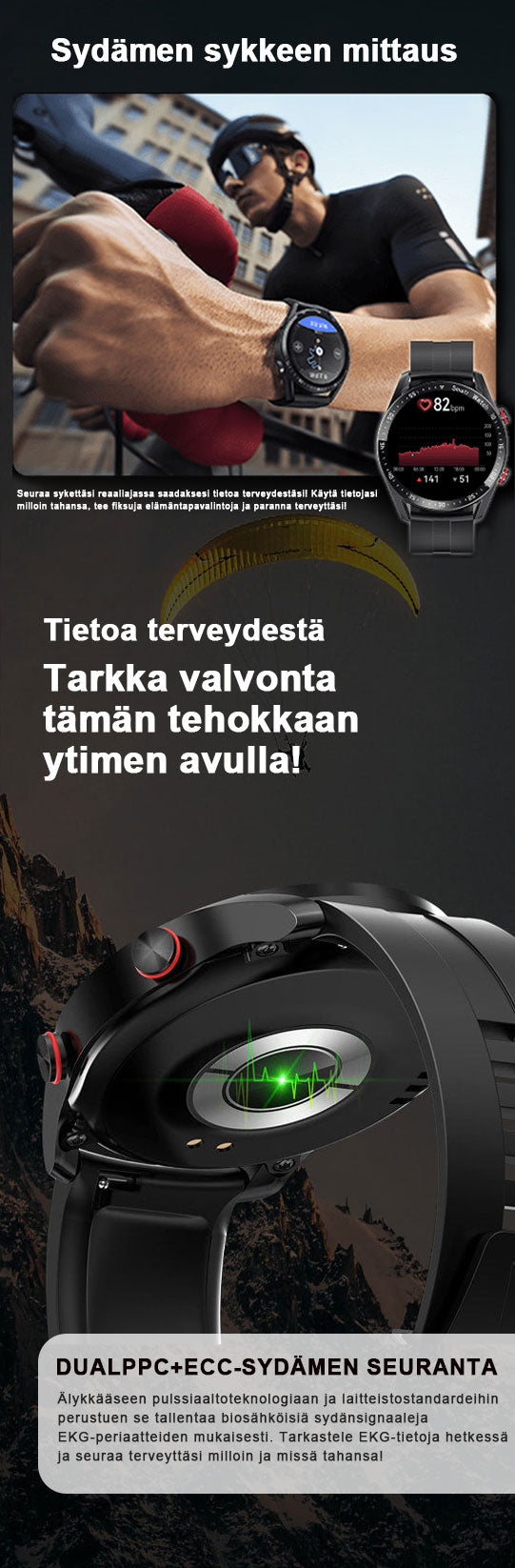 1,28 tuuman näytöllä varustettu urheiluälykello