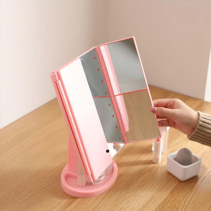 {Ilmainen Toimitus}Kolmen puolen taittuva Led Makeup Mirror -peili