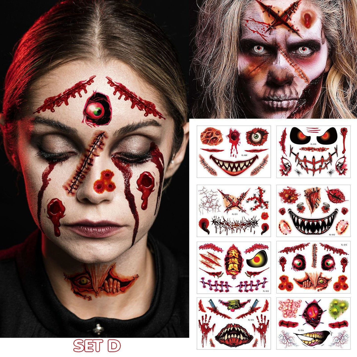 Halloween Big Mouth Tattoo StickersđRealistic & Easy To Remove