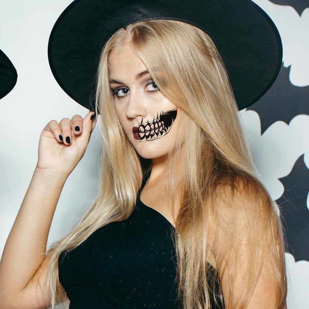 Halloween Big Mouth Tattoo StickersđRealistic & Easy To Remove