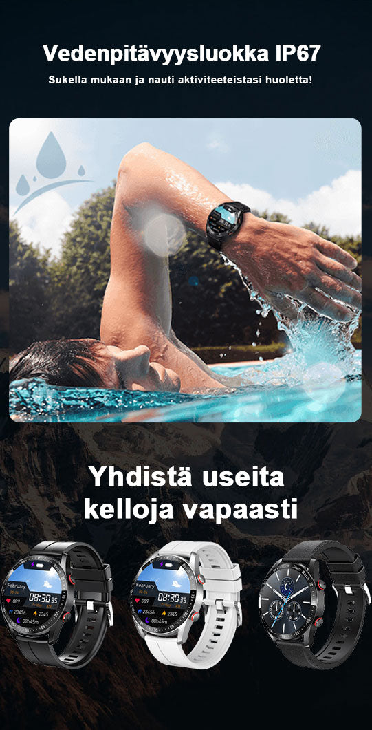 1,28 tuuman näytöllä varustettu urheiluälykello