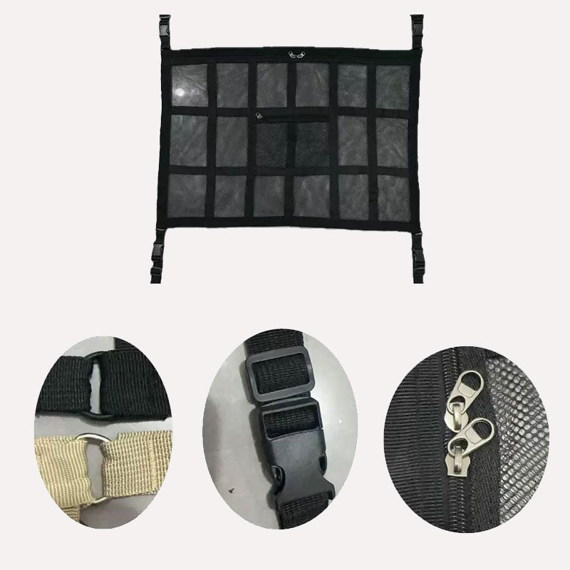 Ripustettava säilytysverkko auton katolle