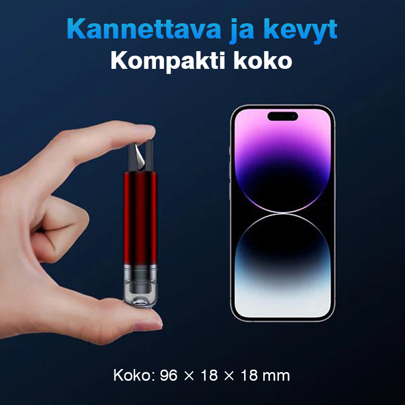 Mini hätätyökalu autolla pakenemiseen