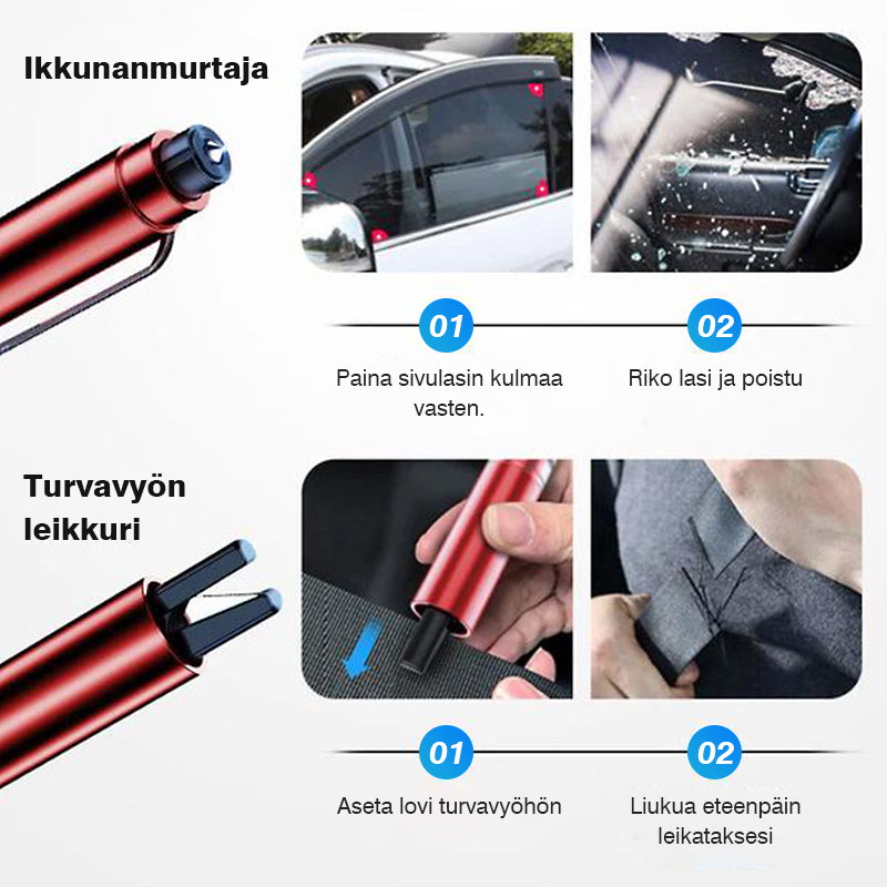 Mini hätätyökalu autolla pakenemiseen