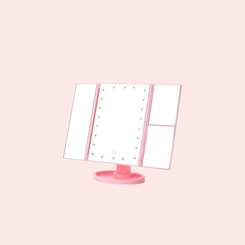 {Ilmainen Toimitus}Kolmen puolen taittuva Led Makeup Mirror -peili