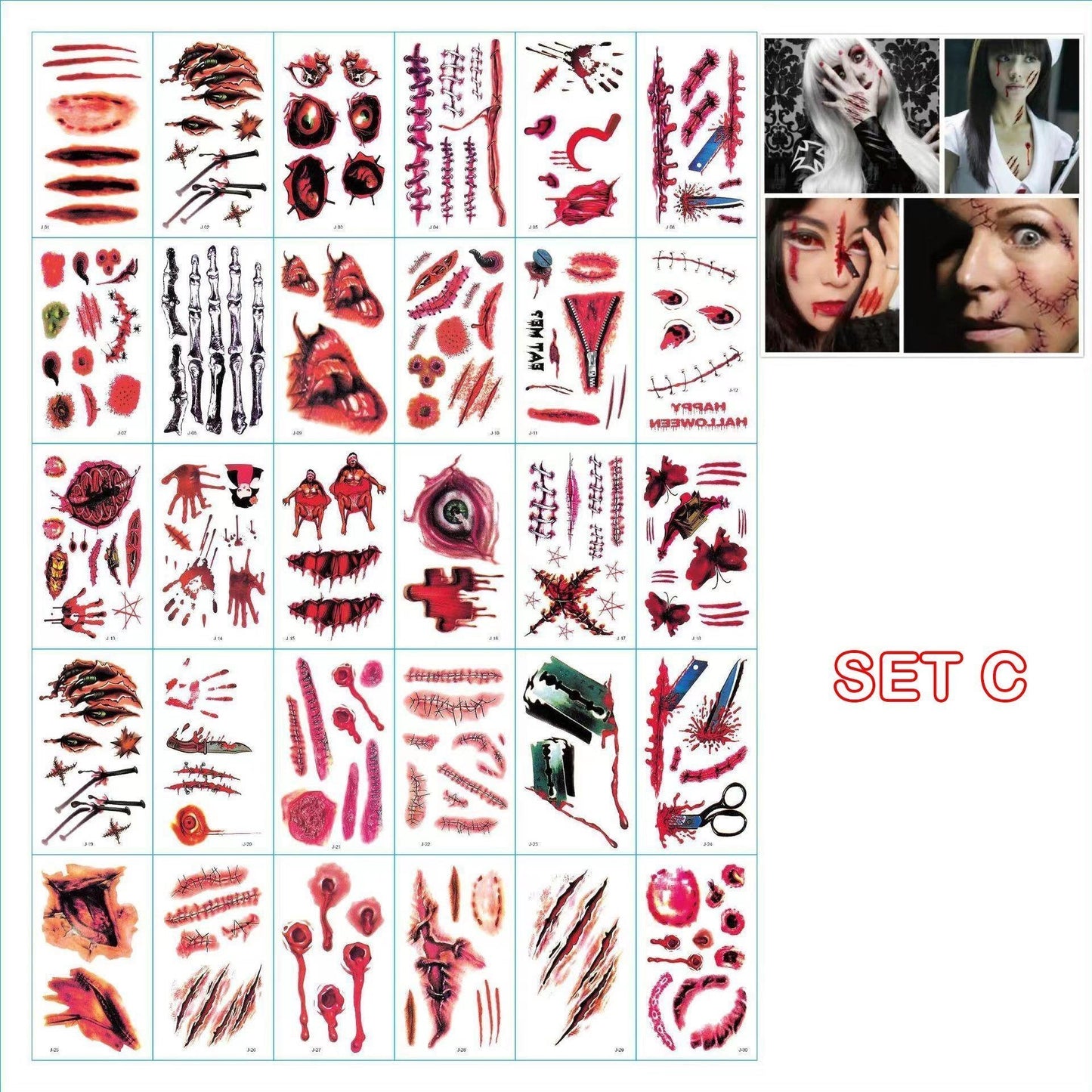 Halloween Big Mouth Tattoo StickersđRealistic & Easy To Remove