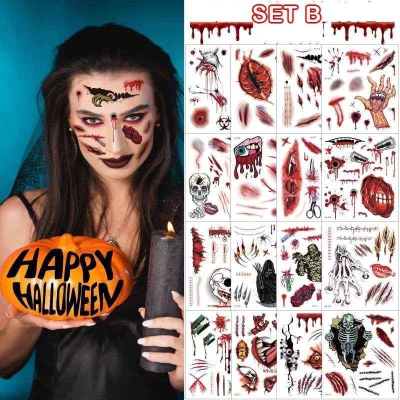 Halloween Big Mouth Tattoo StickersđRealistic & Easy To Remove