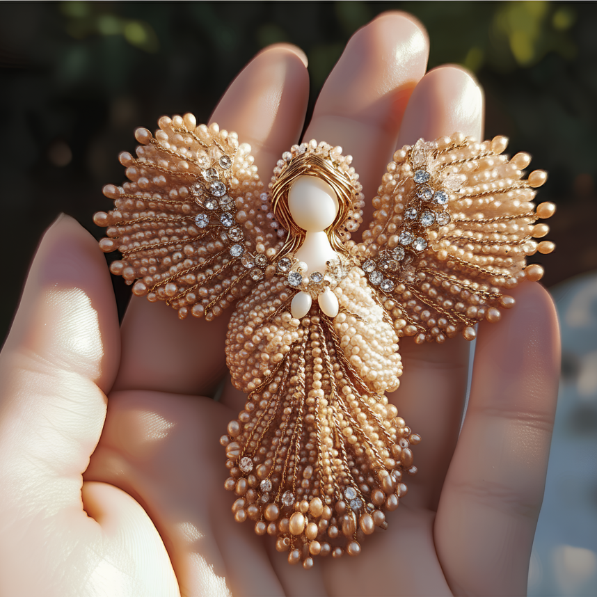 đ„LAST DAY 50% OFFđHandmade Pearl Angel Brooch