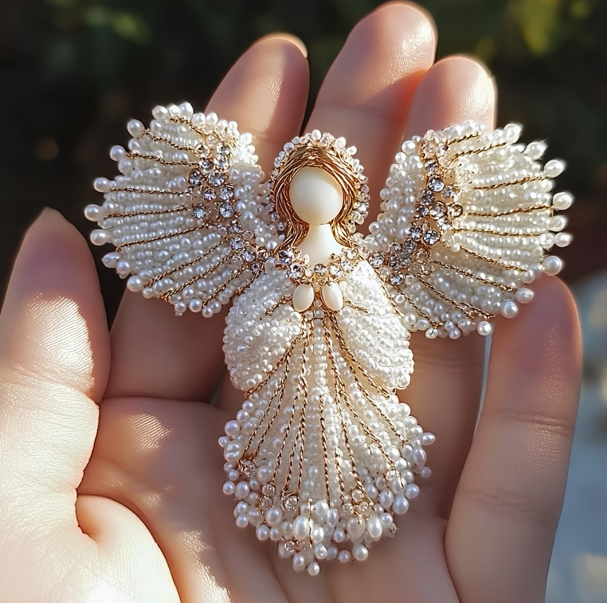 đ„LAST DAY 50% OFFđHandmade Pearl Angel Brooch