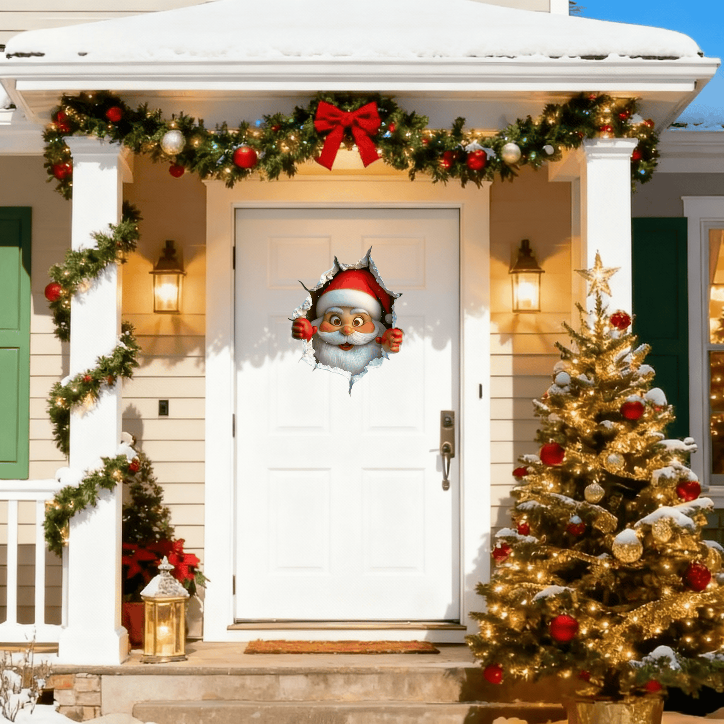 🎄3D-seinänläpäisevä joulupukki-tarra🎅