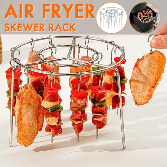 🔥 Air Fryer Skewer Rack | 360 ° tasainen ruoanlaitto, rapea ja mehukas! 🍢