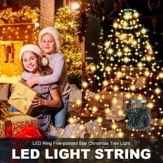 🎄 LED rengas viisipisteinen tähti joulukuusen valo 🎄