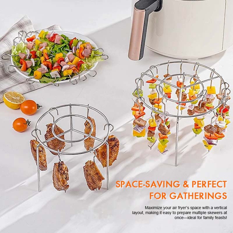 🔥 Air Fryer Skewer Rack | 360 ° tasainen ruoanlaitto, rapea ja mehukas! 🍢