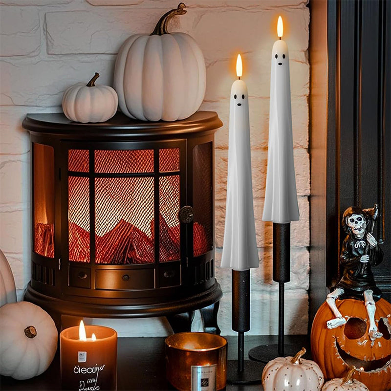 🎃👻 Kauko-ohjattava haamukynttilä 3D-liekehtivällä sydämellä 👻🎃
