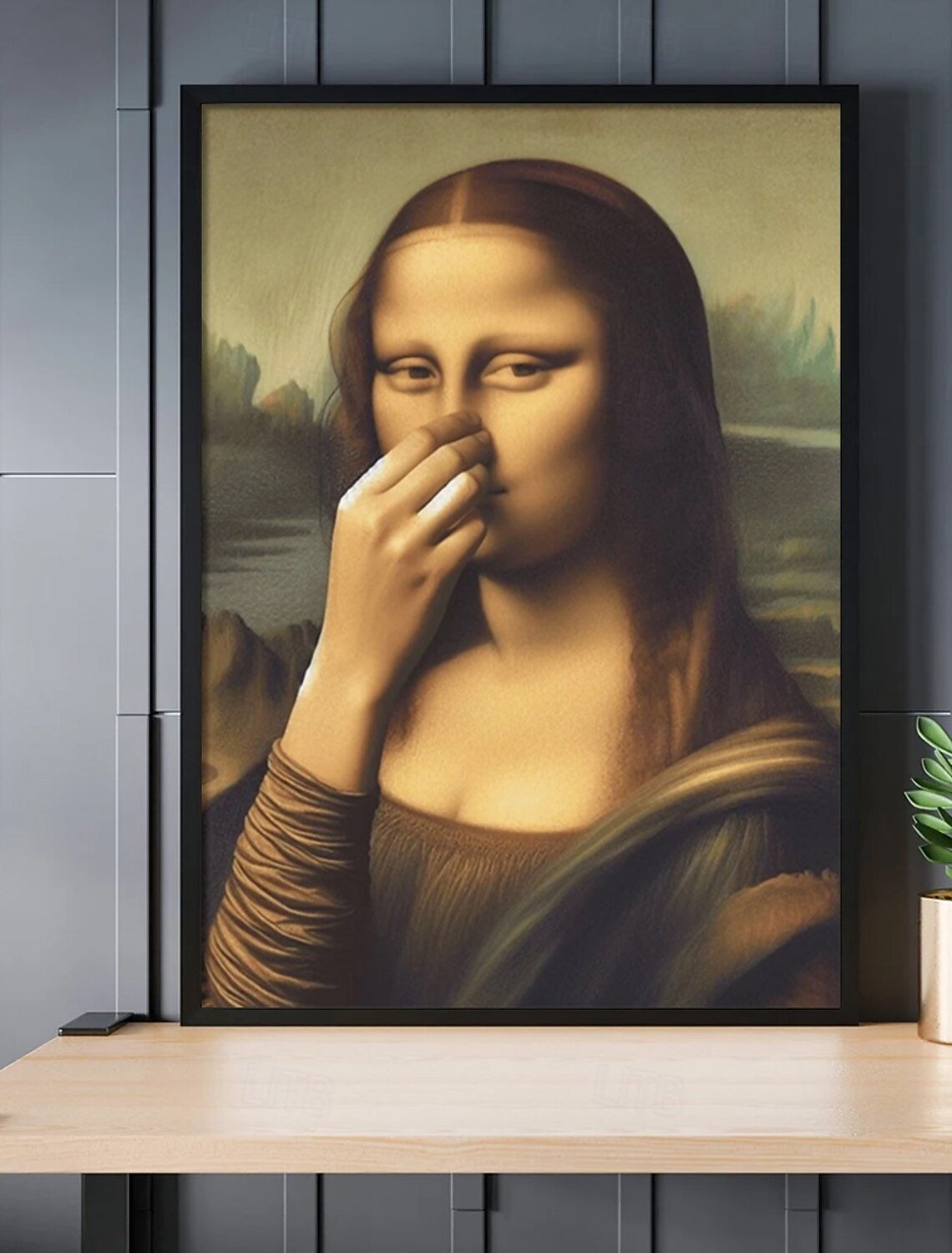 Mona Lisa -jäljitelmä taidekoriste, hauska vintage-vessahuumori huoneen sisustus