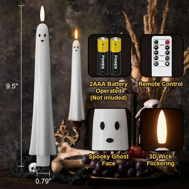 🎃👻 Kauko-ohjattava haamukynttilä 3D-liekehtivällä sydämellä 👻🎃