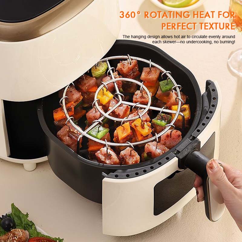 🔥 Air Fryer Skewer Rack | 360 ° tasainen ruoanlaitto, rapea ja mehukas! 🍢