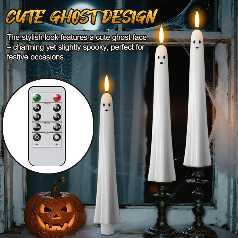 🎃👻 Kauko-ohjattava haamukynttilä 3D-liekehtivällä sydämellä 👻🎃