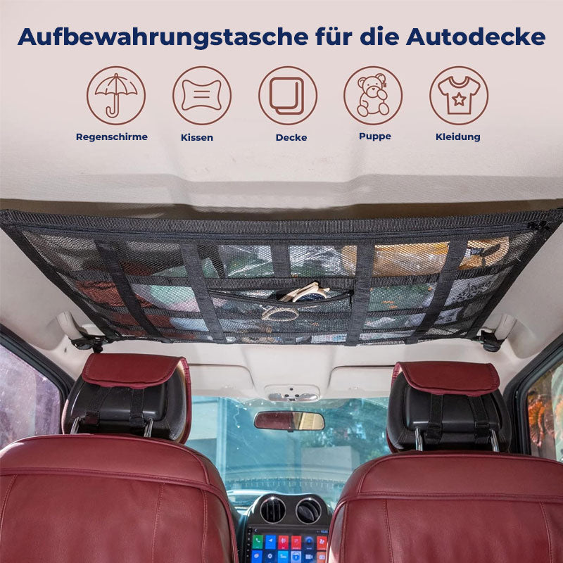 Ripustettava säilytysverkko auton katolle