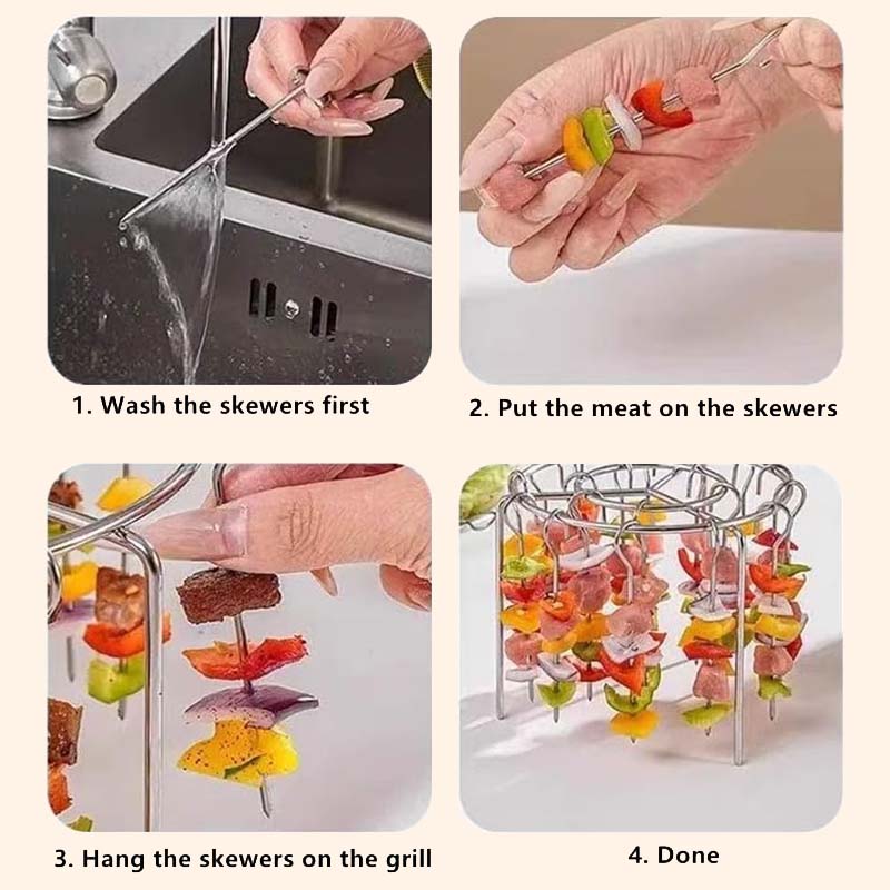 🔥 Air Fryer Skewer Rack | 360 ° tasainen ruoanlaitto, rapea ja mehukas! 🍢