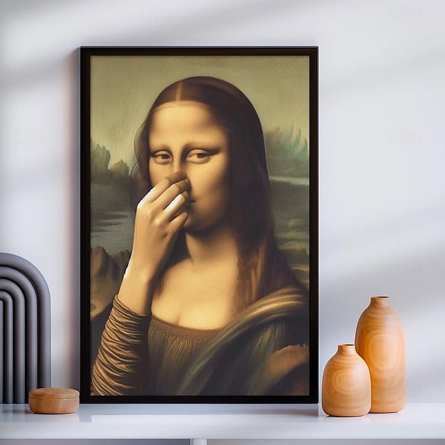 Mona Lisa -jäljitelmä taidekoriste, hauska vintage-vessahuumori huoneen sisustus
