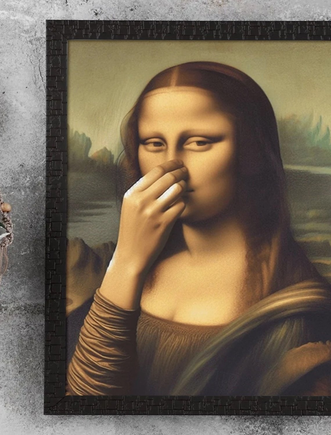 Mona Lisa -jäljitelmä taidekoriste, hauska vintage-vessahuumori huoneen sisustus