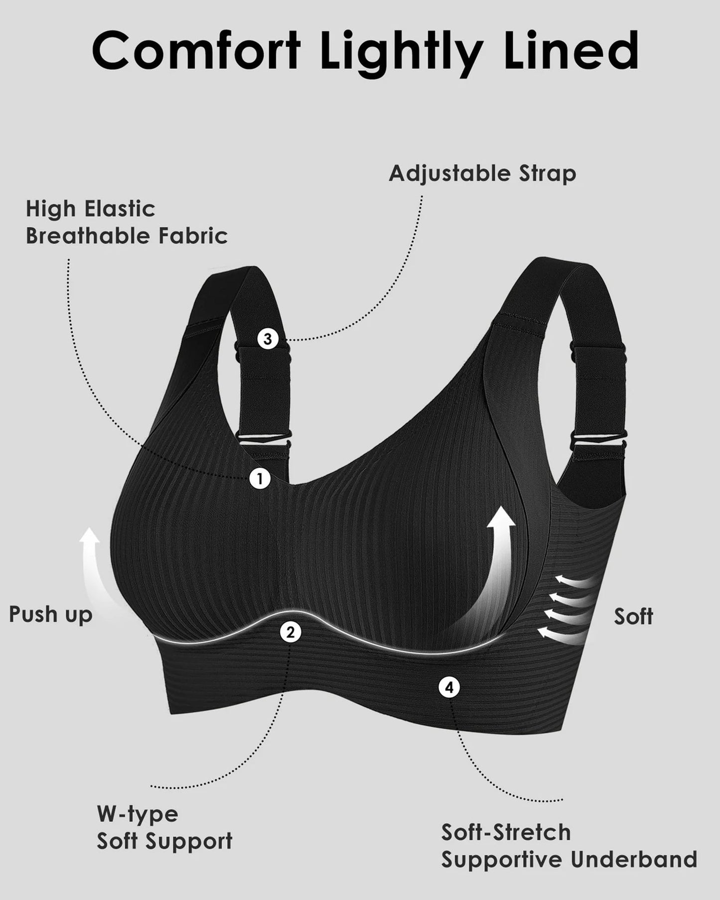 🔥Kevät kuuma myynti 49% OFF- Ribbed Push Up säädettävä langaton rintaliivit naisille