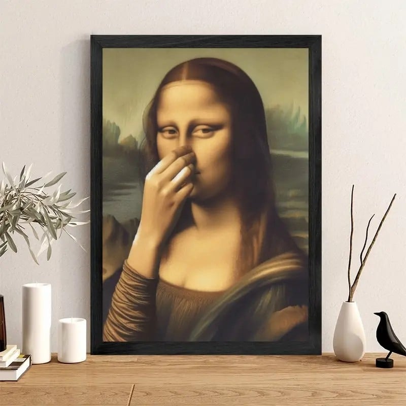 Mona Lisa -jäljitelmä taidekoriste, hauska vintage-vessahuumori huoneen sisustus